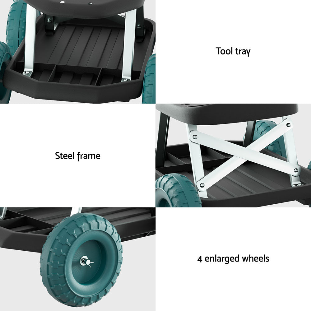 Gardening Cart Rolling Stool Seat - Homecoze