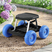Gardening Seat Rolling Work Stool - Blue - Homecoze