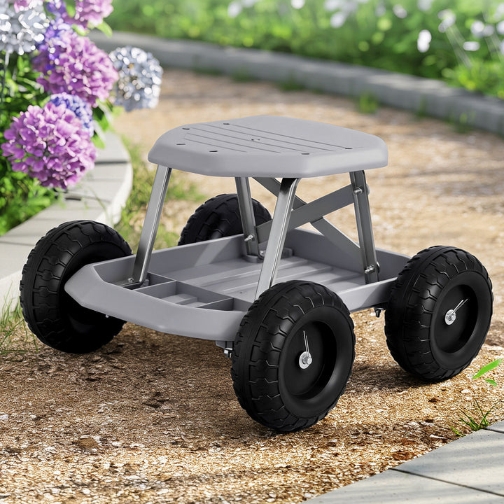 Gardening Seat Rolling Work Stool - Grey