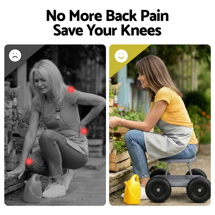 Gardening Seat Rolling Work Stool - Grey