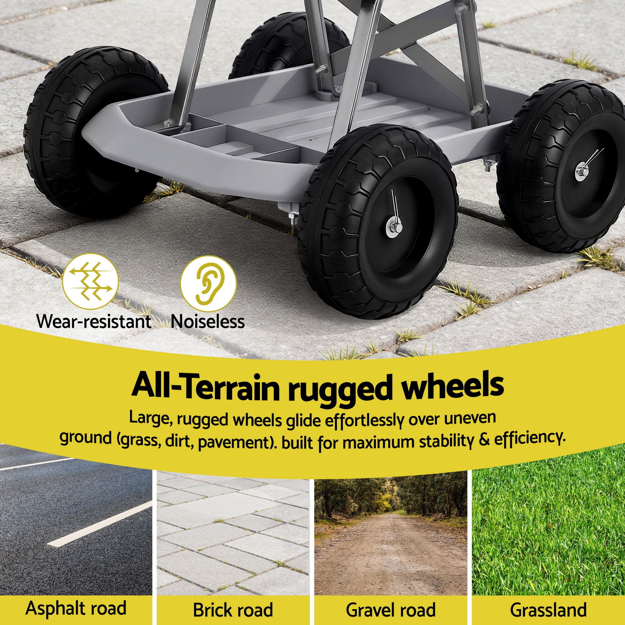 Gardening Seat Rolling Work Stool - Grey - Homecoze