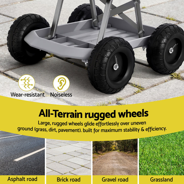 Gardening Seat Rolling Work Stool - Grey