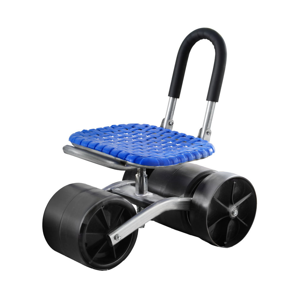Gardeon Garden Stool Seat Foldable with Wheels Blue - Homecoze