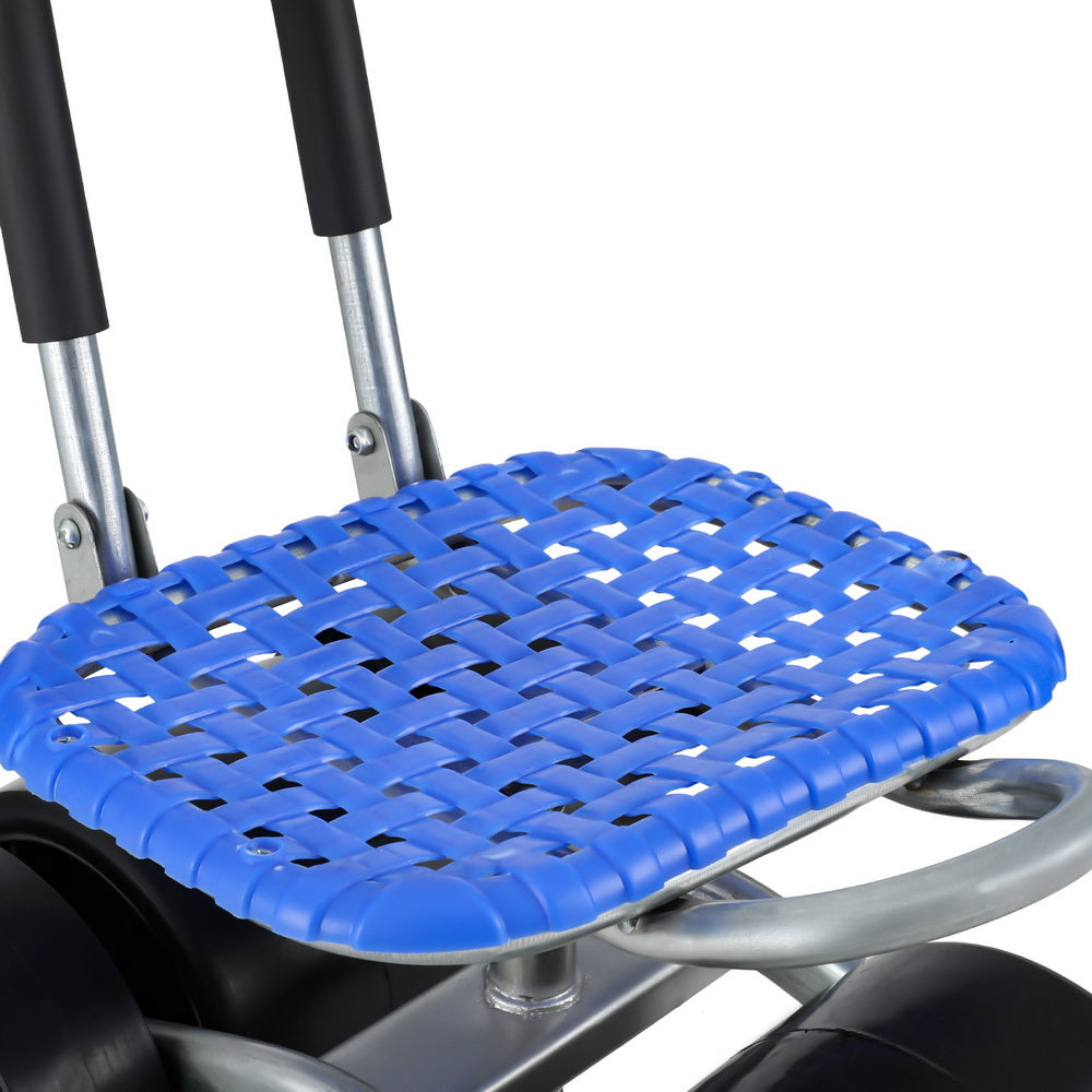 Gardeon Garden Stool Seat Foldable with Wheels Blue - Homecoze