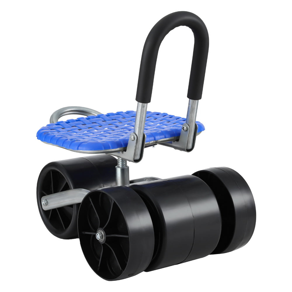 Gardeon Garden Stool Seat Foldable with Wheels Blue - Homecoze