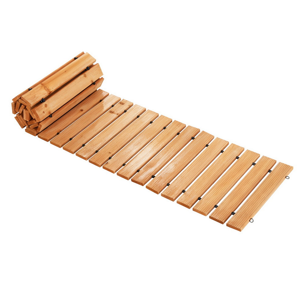 Gardeon 8FT Wooden Garden Pathway Roll-Out Straight Walkway Outdoor Backyard Brown - Homecoze
