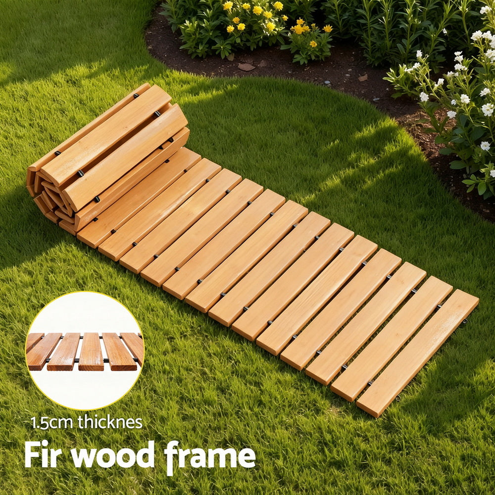 Gardeon 8FT Wooden Garden Pathway Roll-Out Straight Walkway Outdoor Backyard Brown - Homecoze