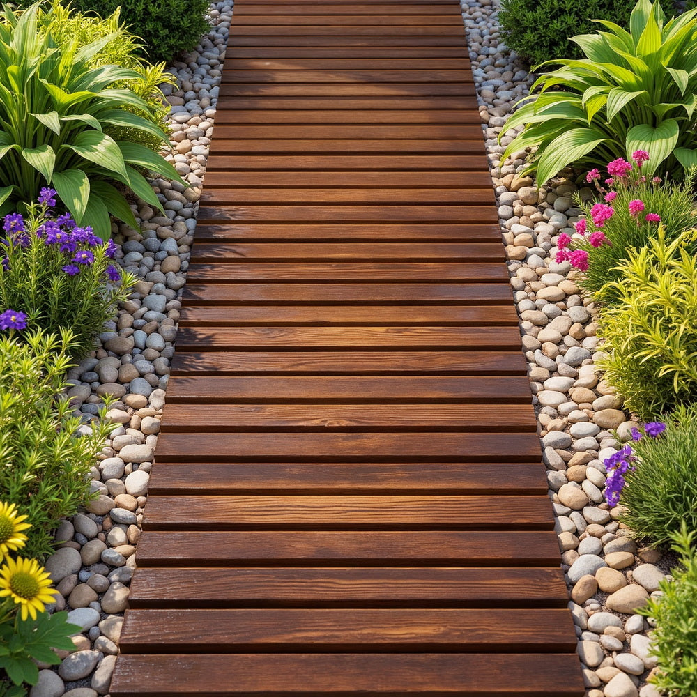 Gardeon 8FT Wooden Garden Pathway Roll-Out Straight Walkway Outdoor Backyard Charcoal Brown - Homecoze