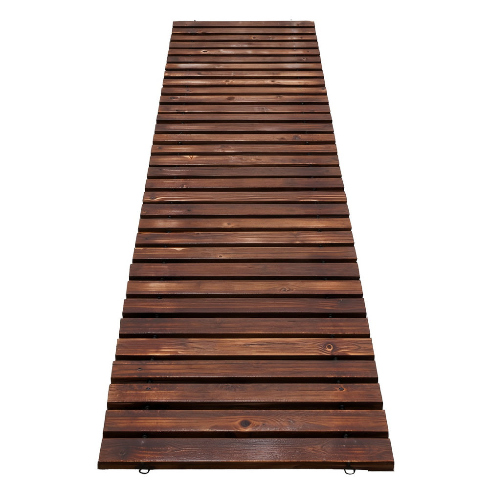 Gardeon 8FT Wooden Garden Pathway Roll-Out Straight Walkway Outdoor Backyard Charcoal Brown - Homecoze