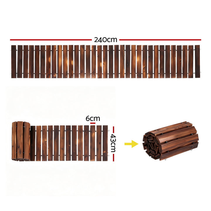 Gardeon 8FT Wooden Garden Pathway Roll-Out Straight Walkway Outdoor Backyard Charcoal Brown - Homecoze