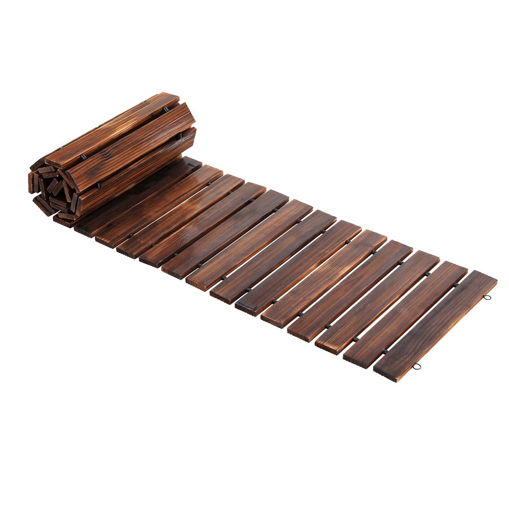 Gardeon 8FT Wooden Garden Pathway Roll-Out Straight Walkway Outdoor Backyard Charcoal Brown - Homecoze
