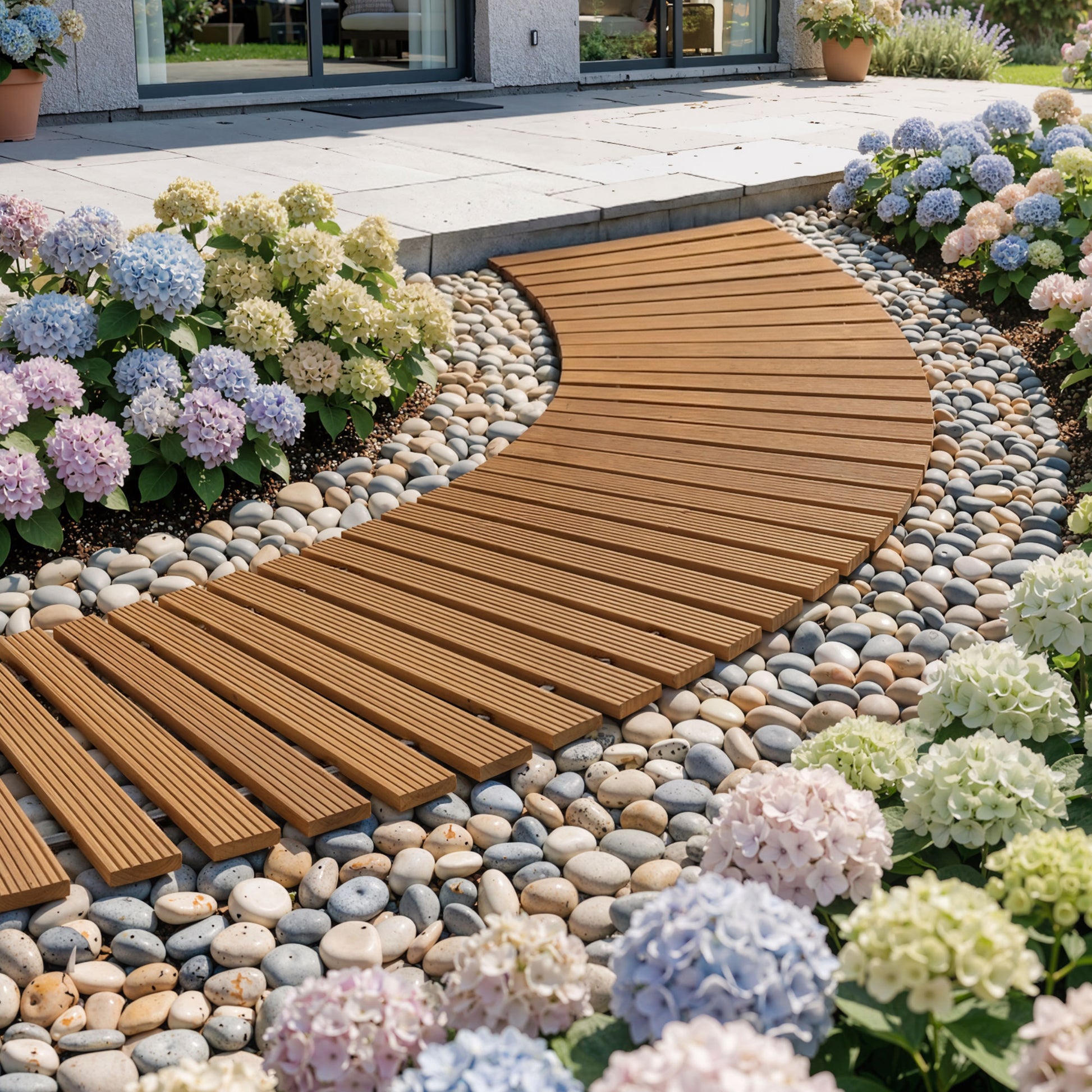 Gardeon 8FT Wooden Garden Pathway Roll-Out Curved Walkway Outdoor Backyard Brown - Homecoze
