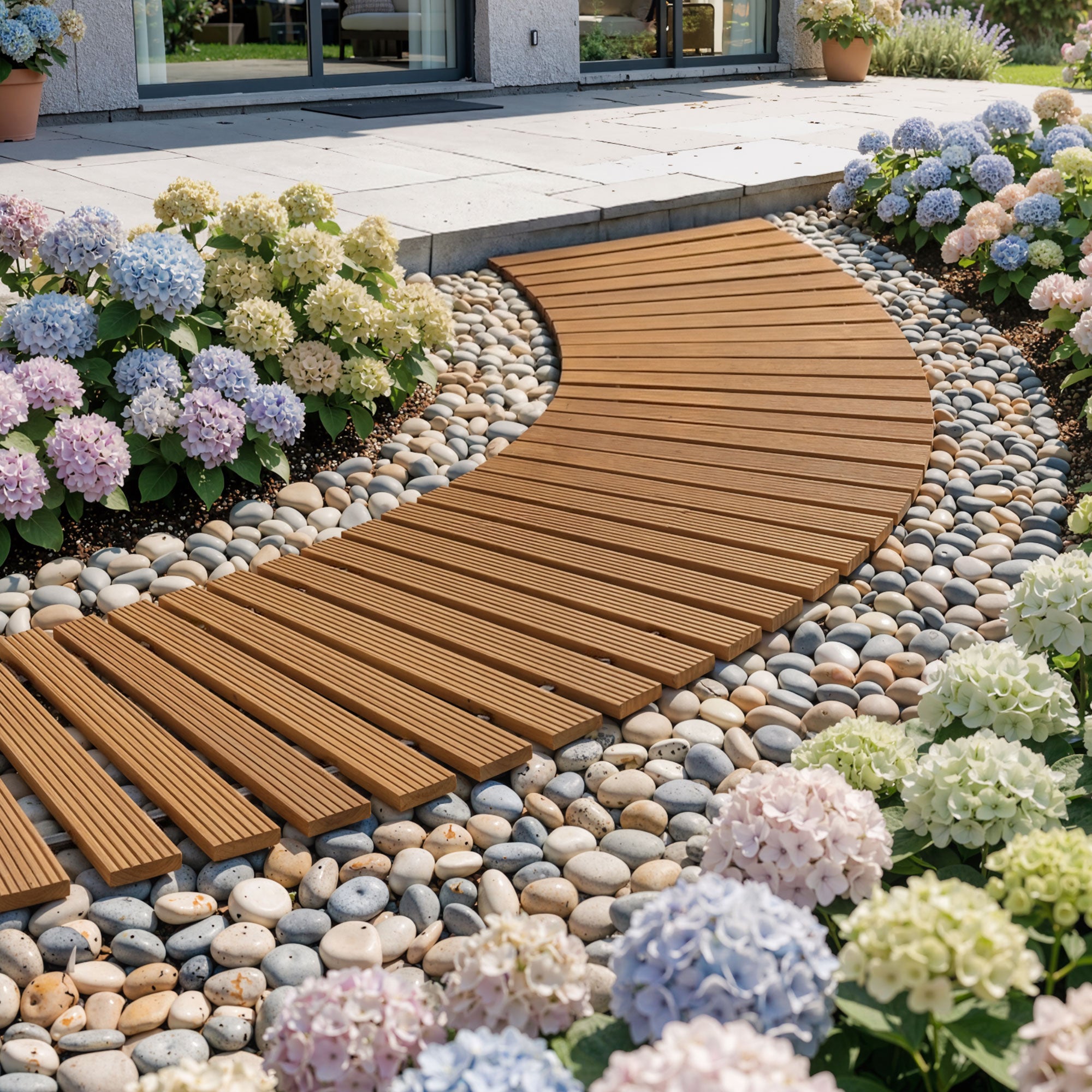Gardeon 8FT Wooden Garden Pathway Roll-Out Curved Walkway Outdoor Backyard Brown - Homecoze