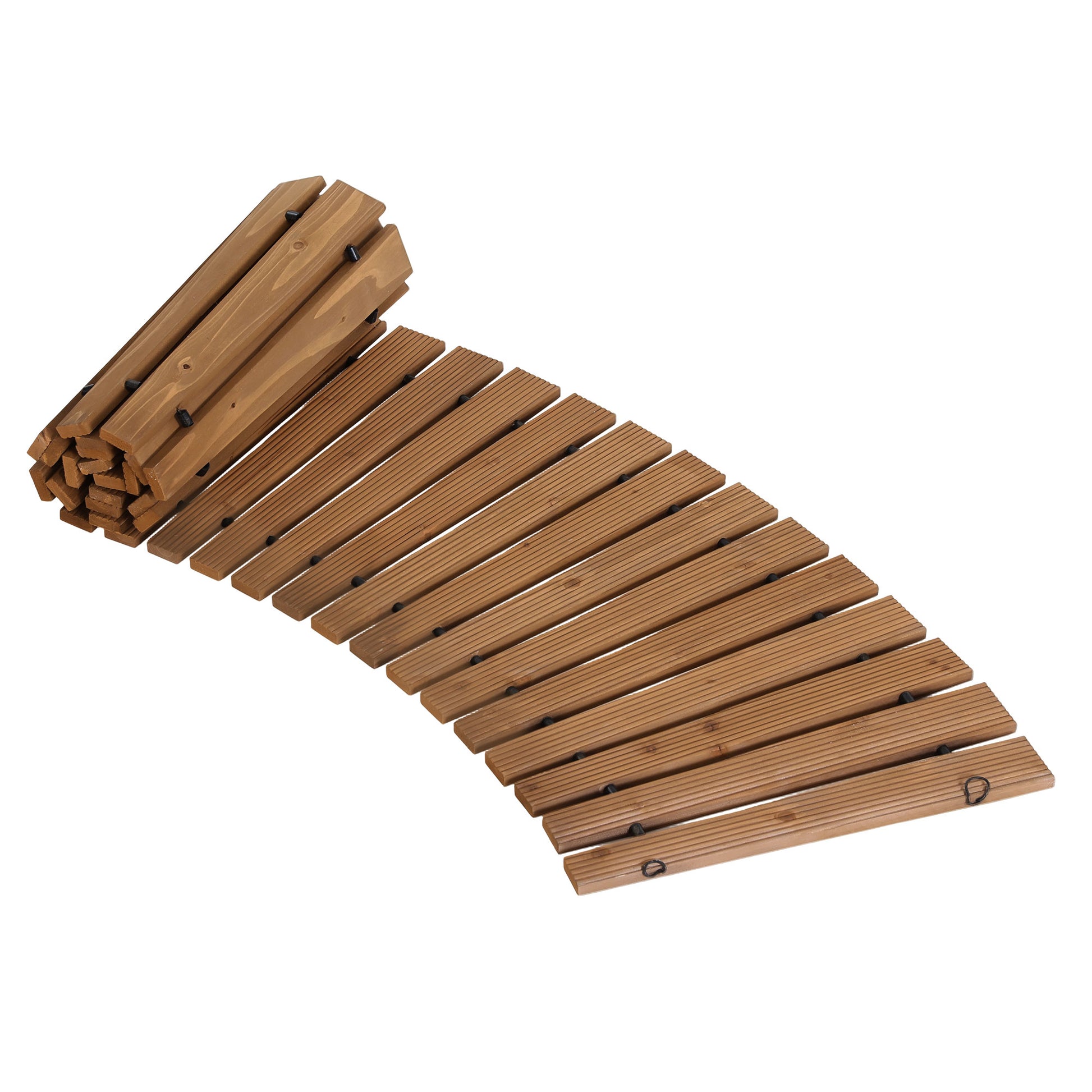 Gardeon 8FT Wooden Garden Pathway Roll-Out Curved Walkway Outdoor Backyard Brown - Homecoze