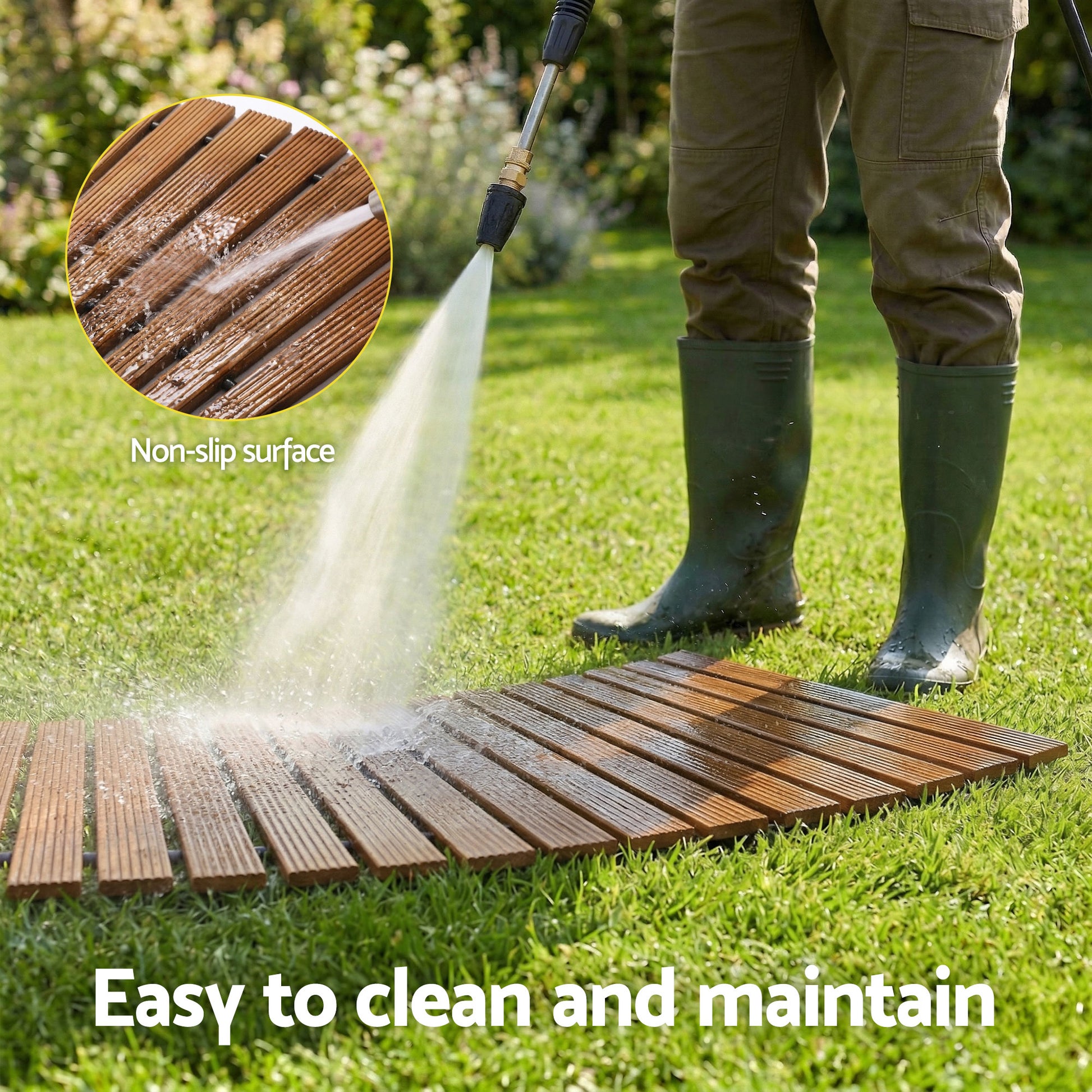 Gardeon 8FT Wooden Garden Pathway Roll-Out Curved Walkway Outdoor Backyard Brown - Homecoze