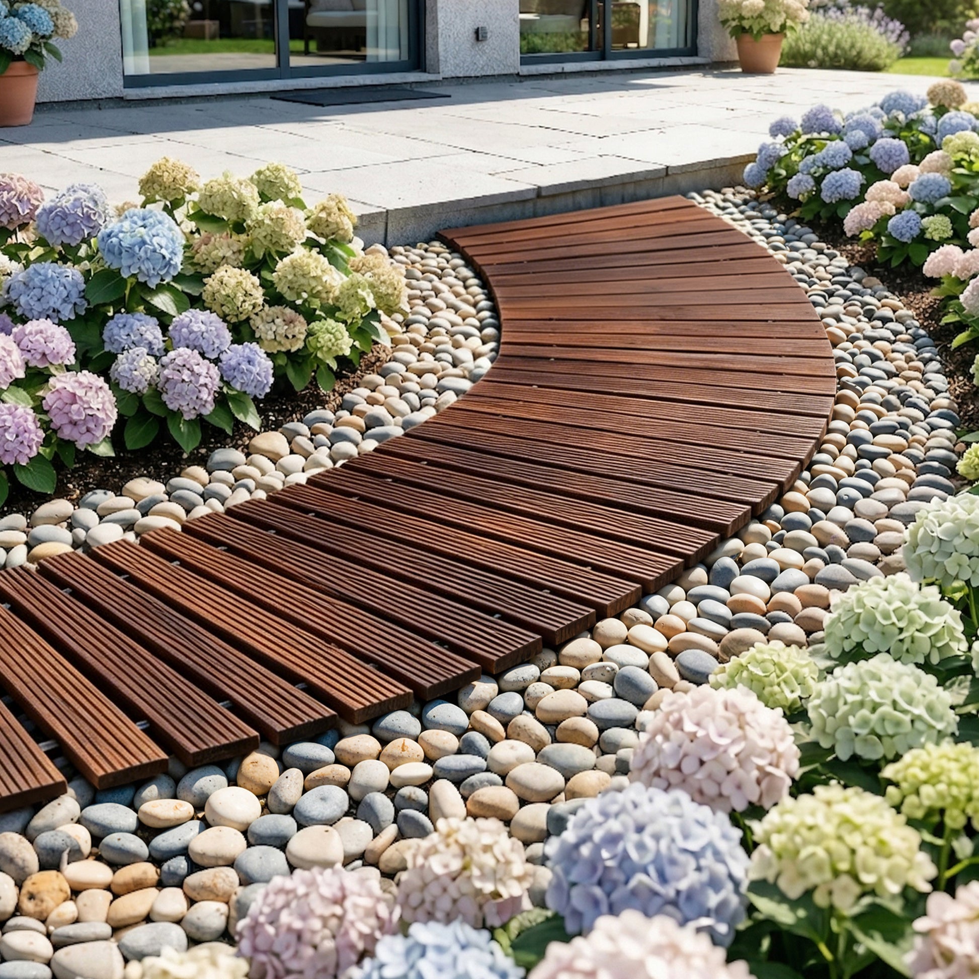 Gardeon 8FT Wooden Garden Pathway Roll-Out Curved Walkway Outdoor Backyard Charcoal Brown - Homecoze