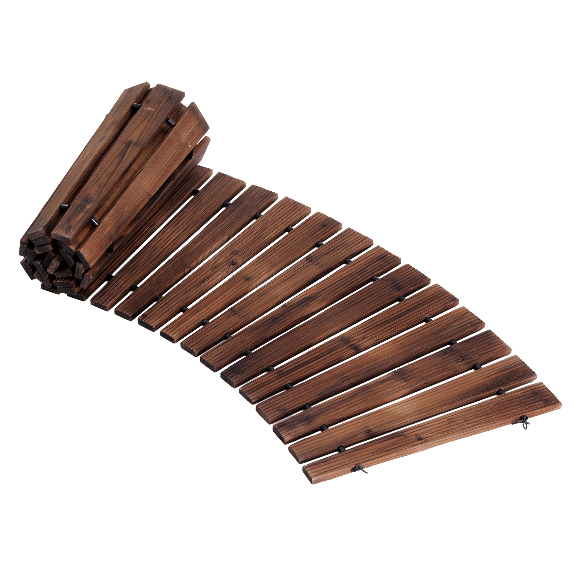 Gardeon 8FT Wooden Garden Pathway Roll-Out Curved Walkway Outdoor Backyard Charcoal Brown - Homecoze