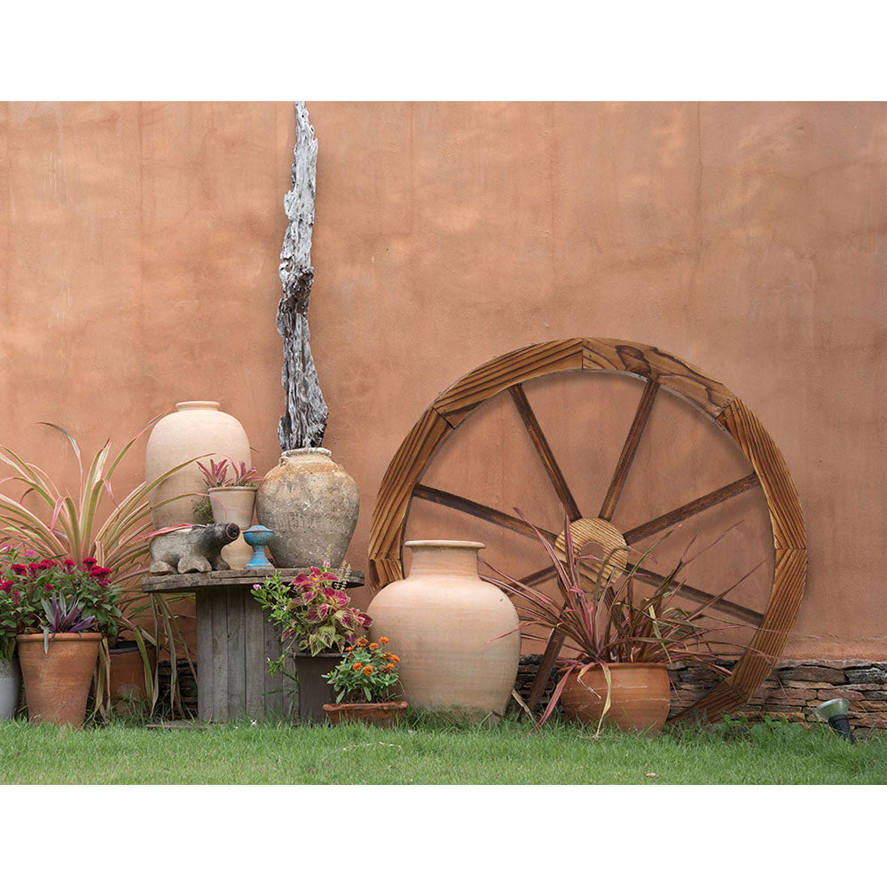 Set of 2 Wooden Wagon Wheels Garden Décor - Homecoze