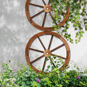 Set of 2 Wooden Wagon Wheels Garden Décor - Homecoze