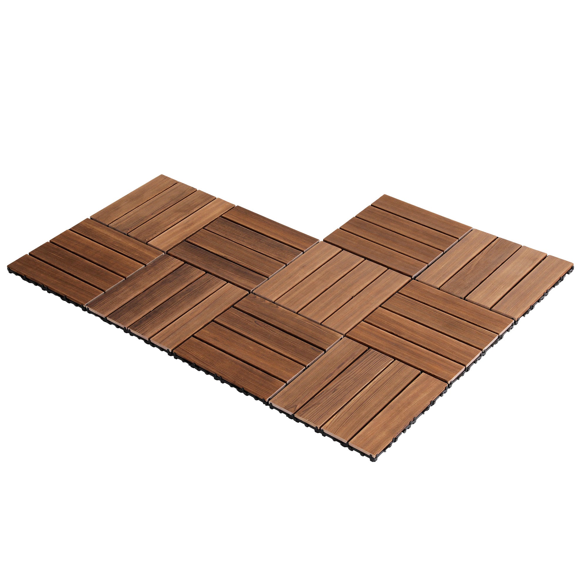 Interlocking Wooden Deck Tiles (10 Pack) - Brown