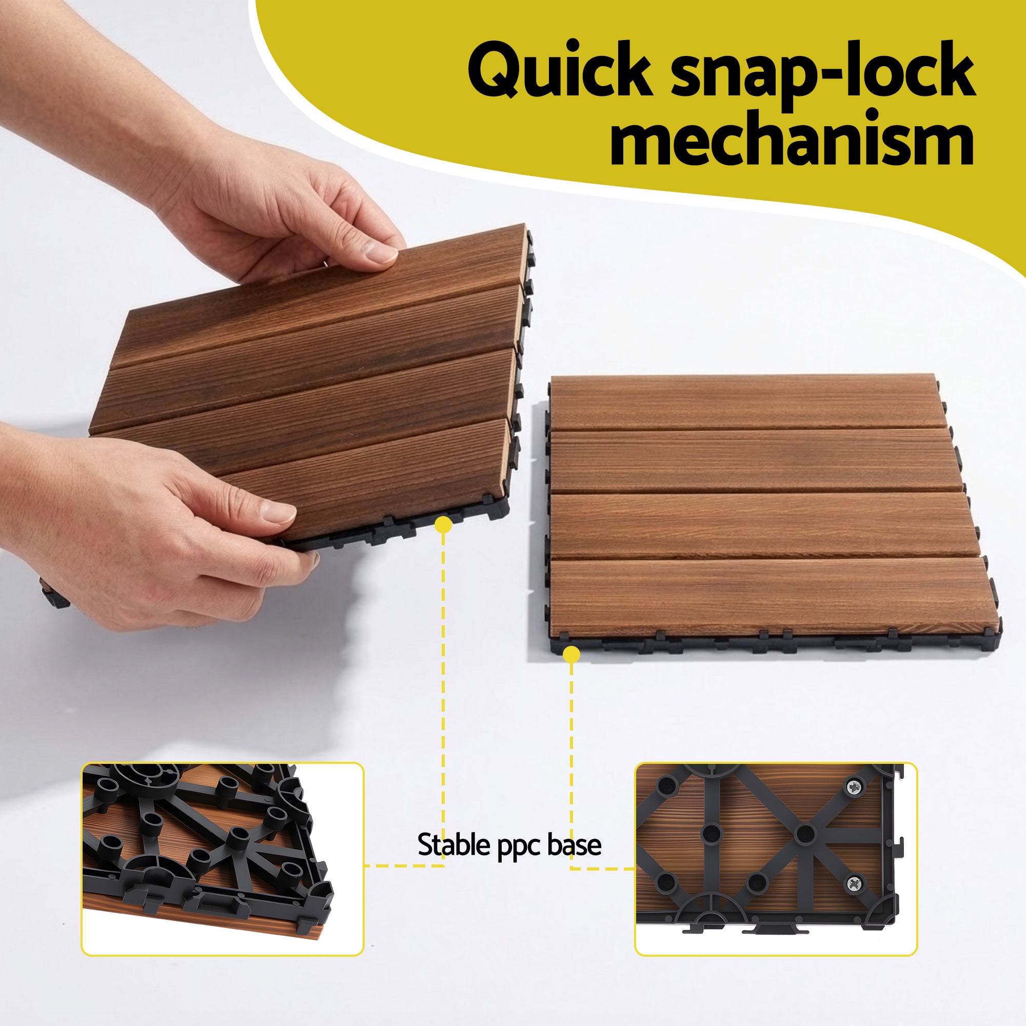 Interlocking Wooden Deck Tiles (10 Pack) - Brown