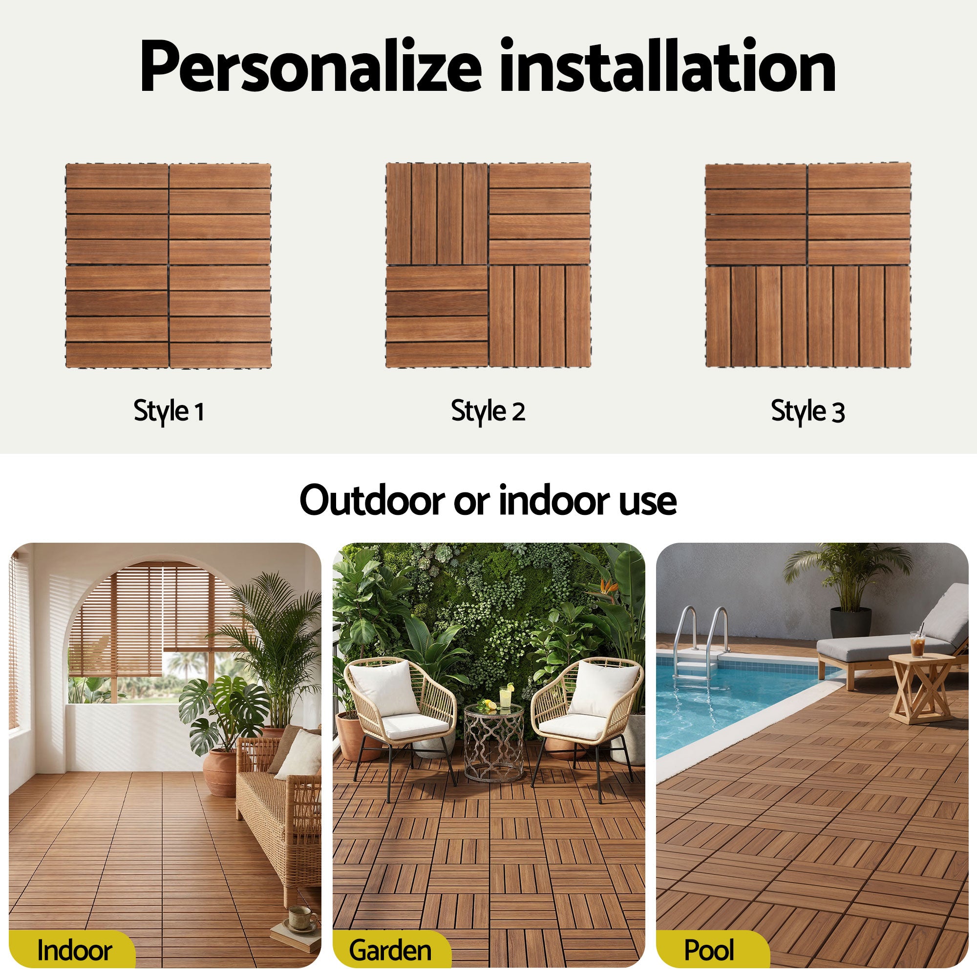 Interlocking Wooden Deck Tiles (10 Pack) - Brown