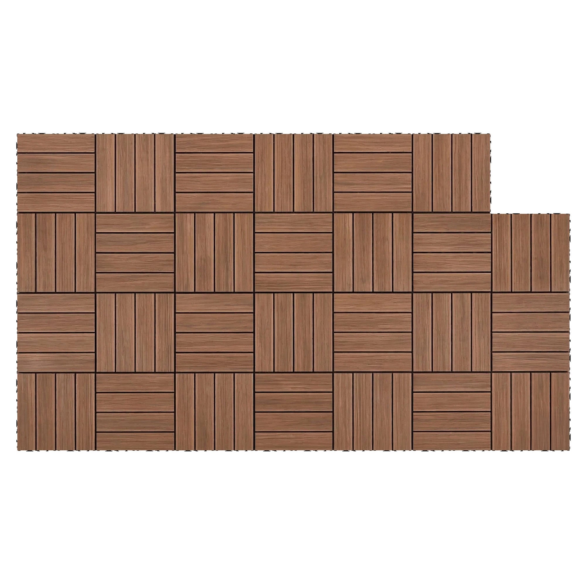 Interlocking Wooden Deck Tiles (27 Pack) - Brown
