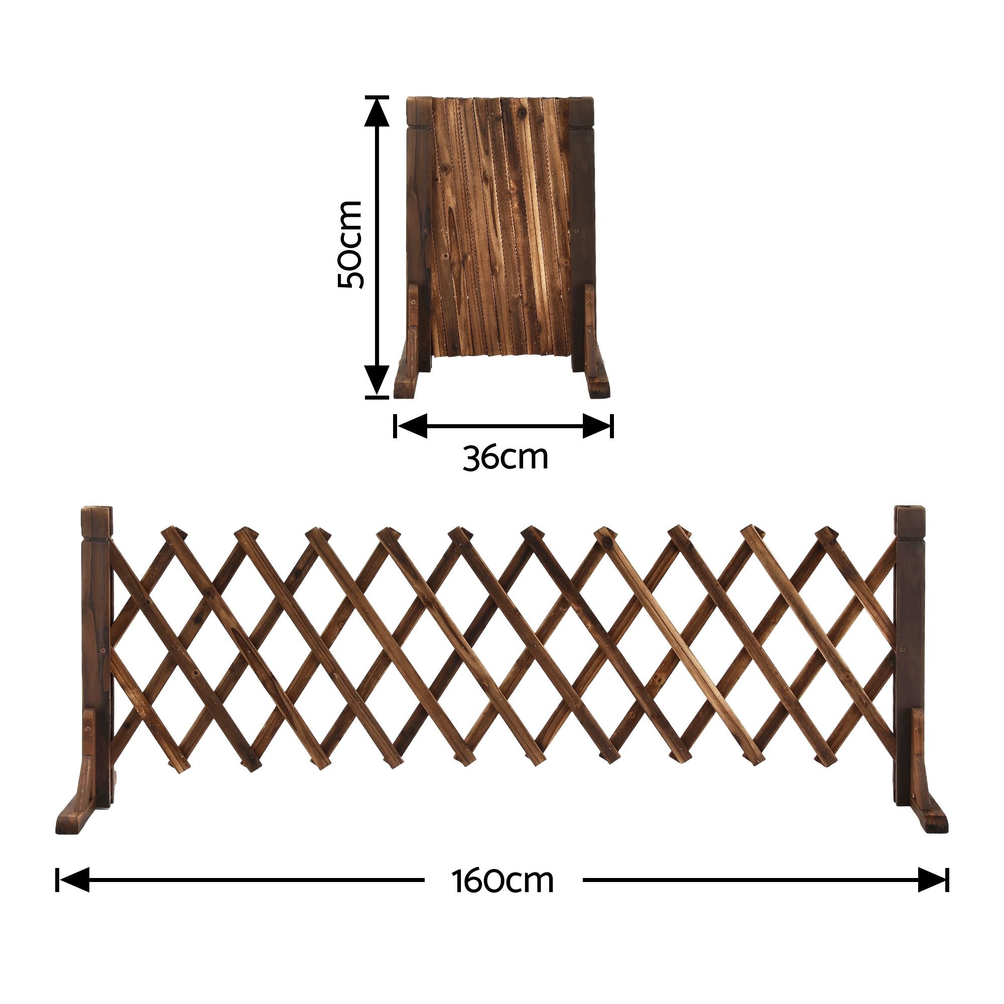 160cm x 50cm Expandable Wooden Garden Trellis Fence – Brown