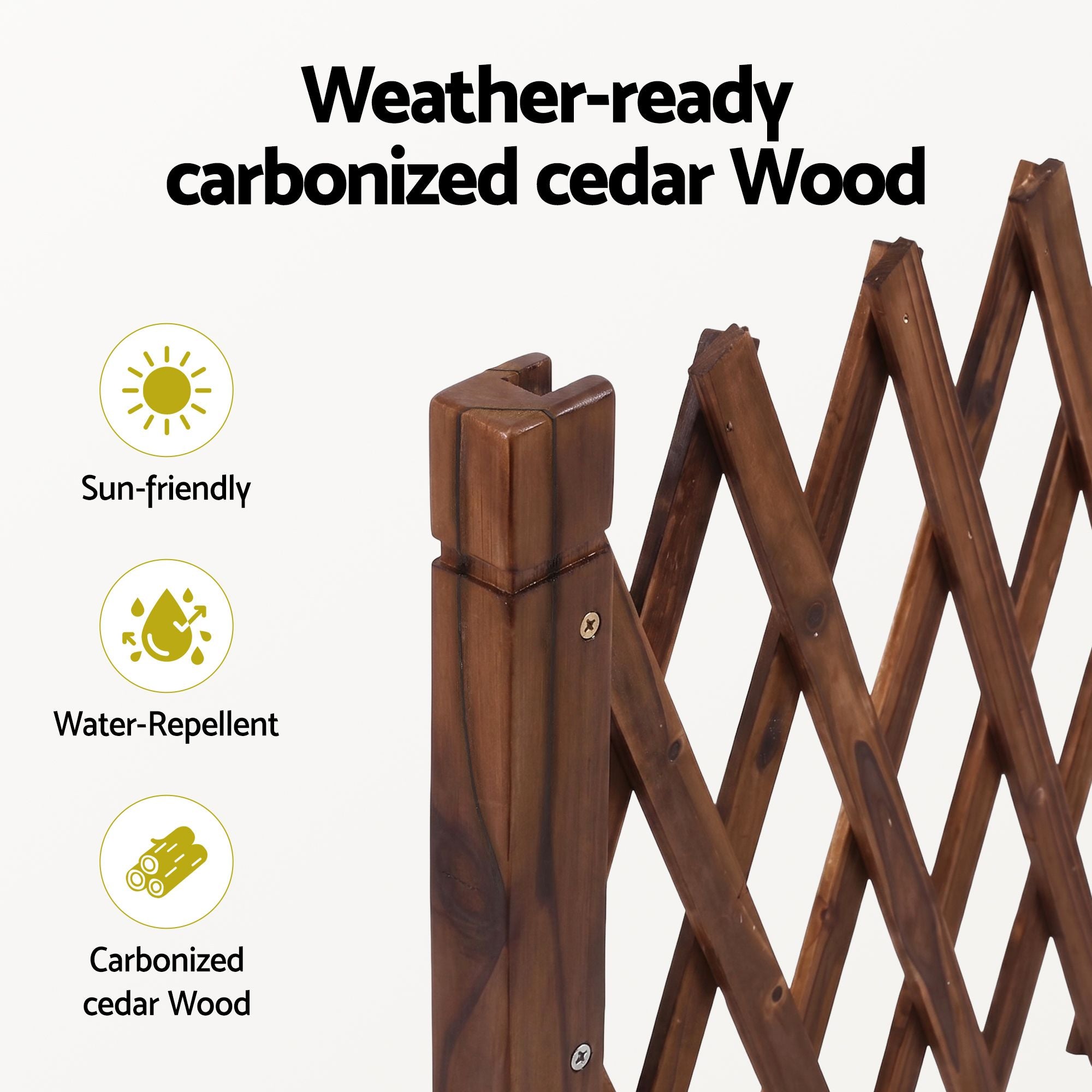 160cm x 50cm Expandable Wooden Garden Trellis Fence – Brown