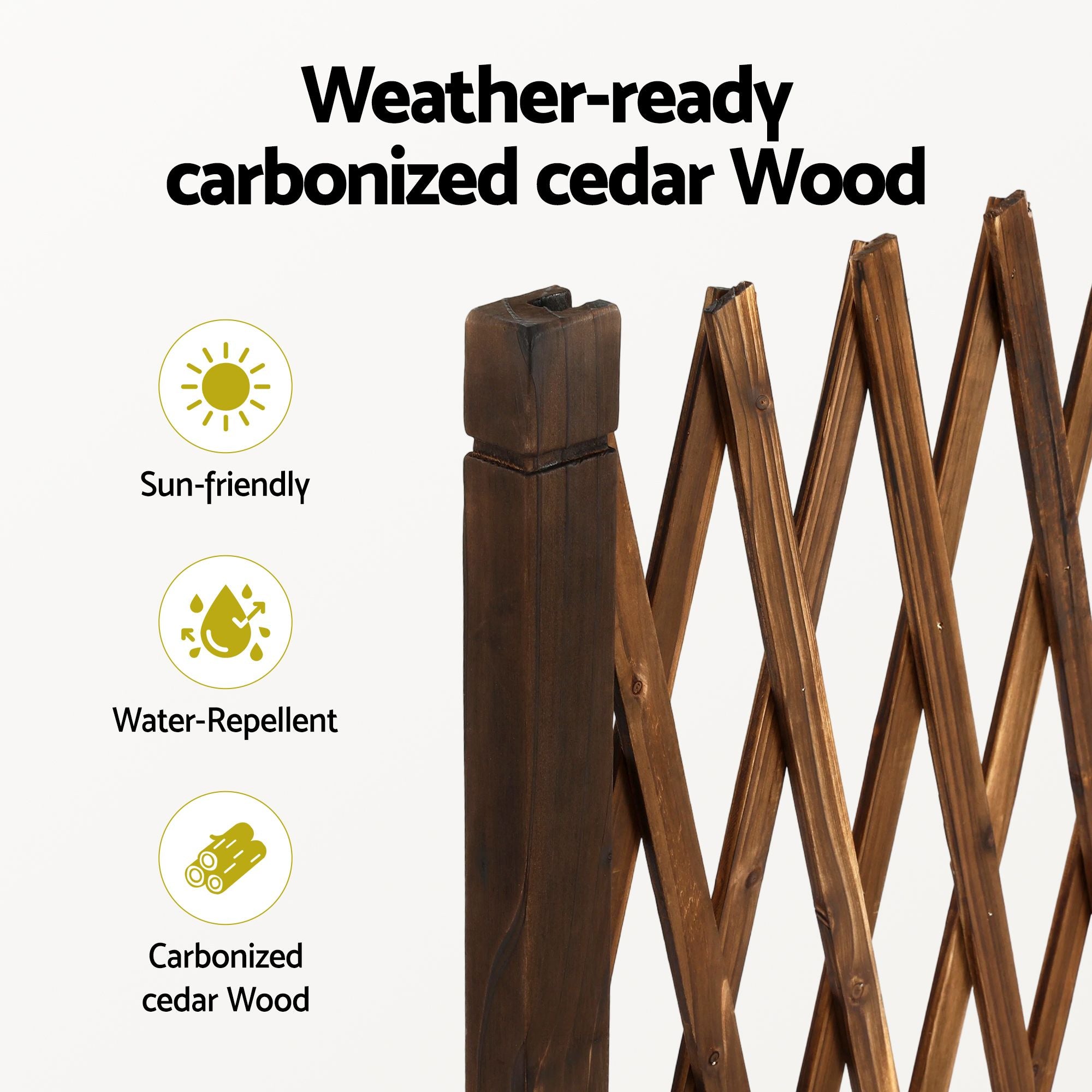 200cm x 70cm Expandable Wooden Garden Trellis Fence – Brown