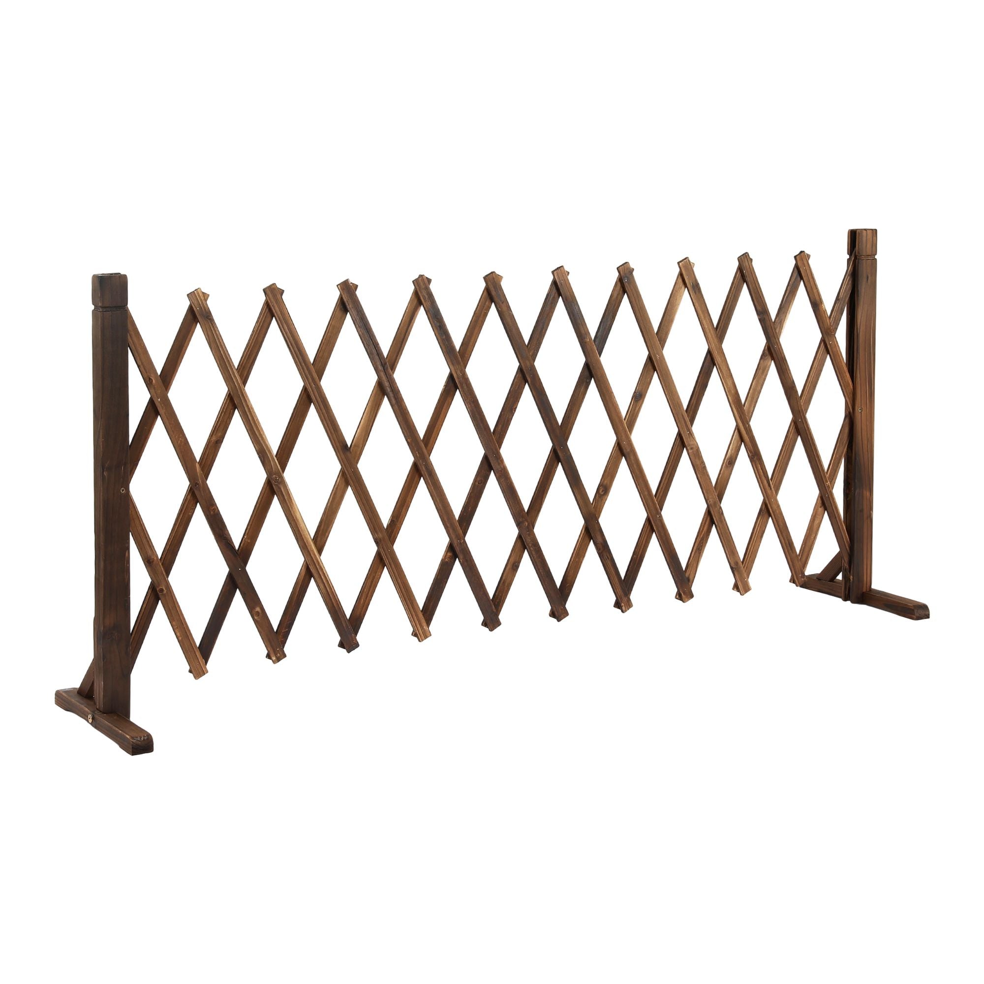 200cm x 70cm Expandable Wooden Garden Trellis Fence – Brown