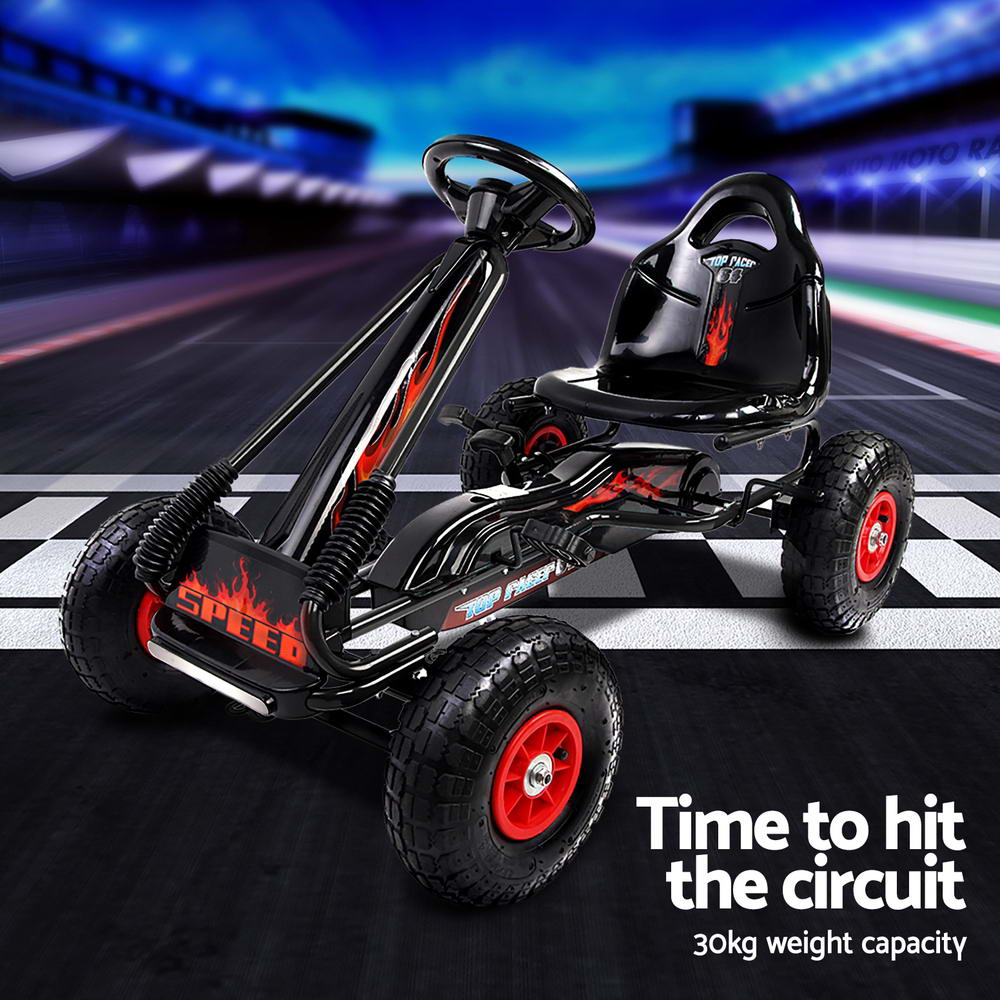 Kids Pedal Go Kart Racing Ride On Car - Black - Homecoze