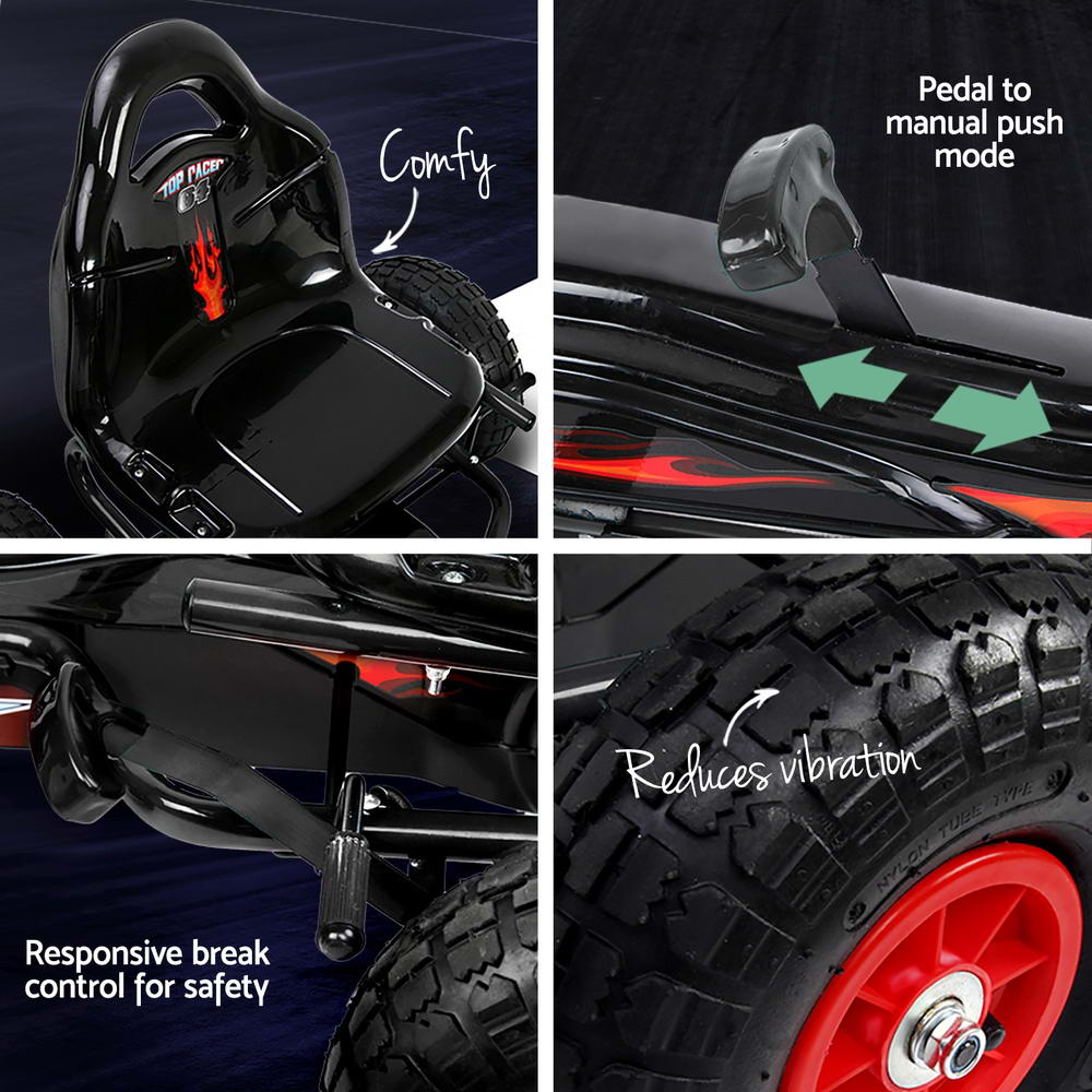 Kids Pedal Go Kart Racing Ride On Car - Black - Homecoze