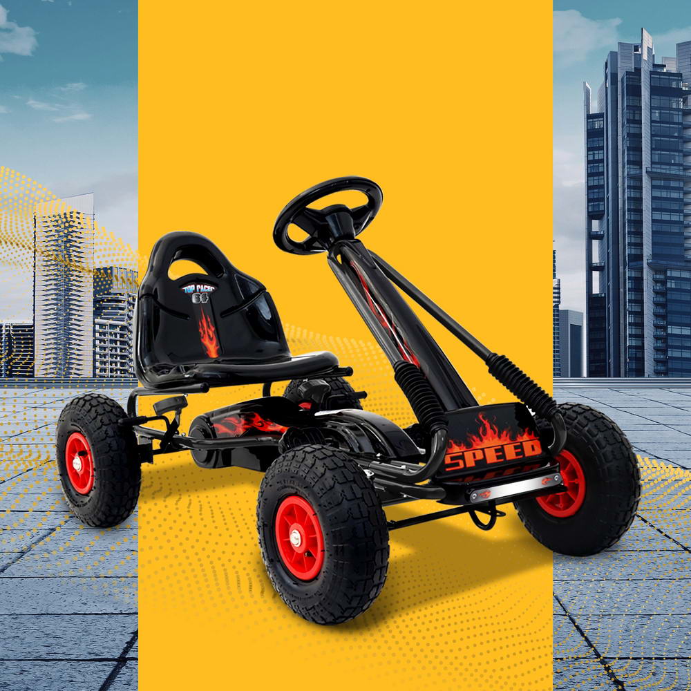 Kids Pedal Go Kart Racing Ride On Car - Black - Homecoze