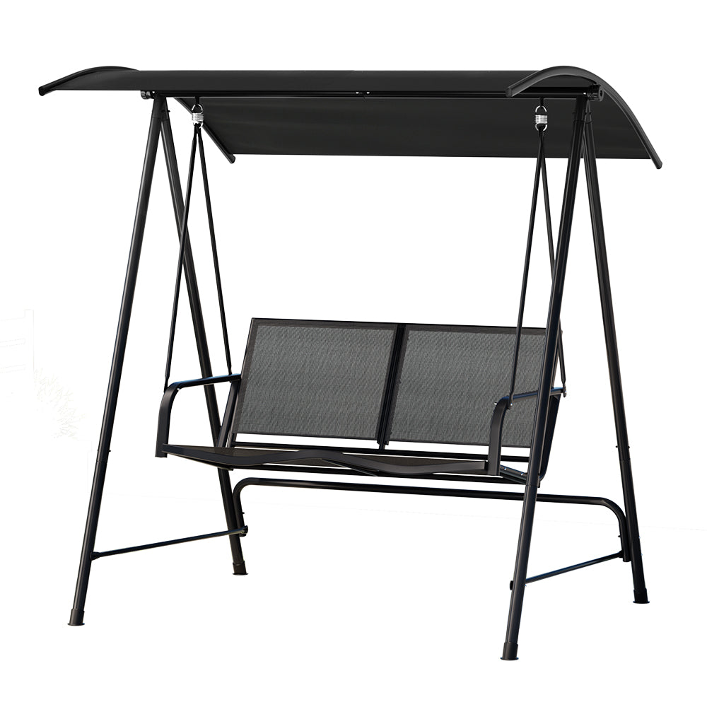 2-Seater Outdoor Swing Chair with Canopy - Black - Homecoze