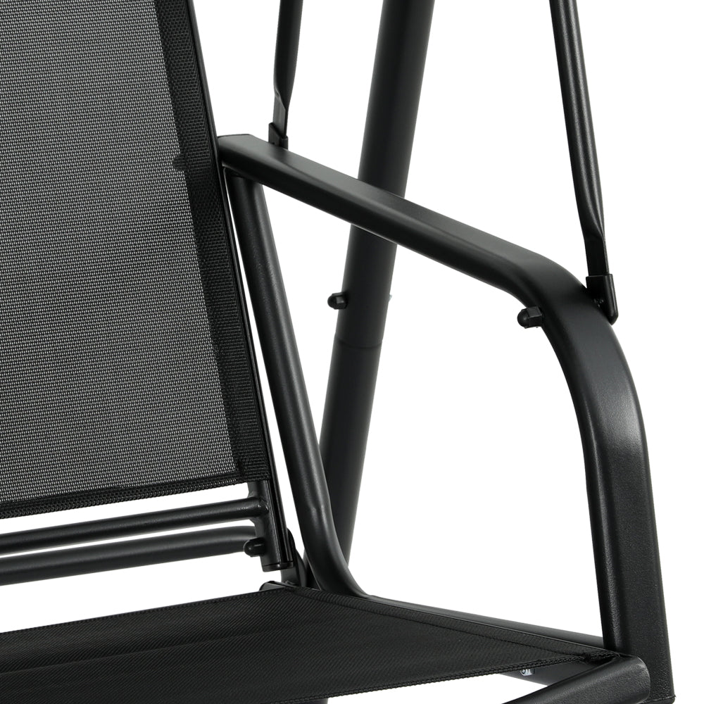 2-Seater Outdoor Swing Chair with Canopy - Black - Homecoze