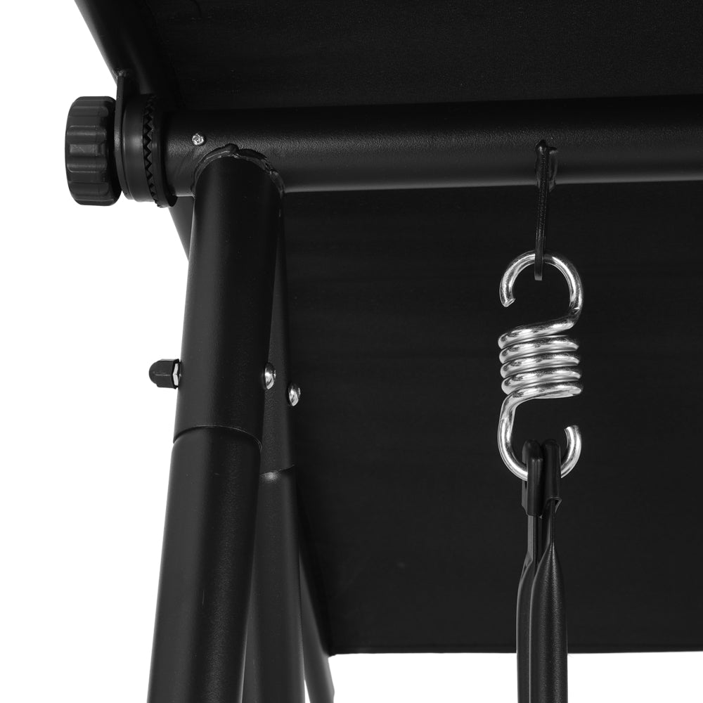 2-Seater Outdoor Swing Chair with Canopy - Black - Homecoze
