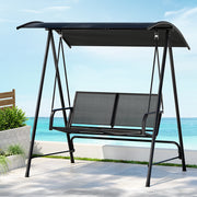 2-Seater Outdoor Swing Chair with Canopy - Black - Homecoze
