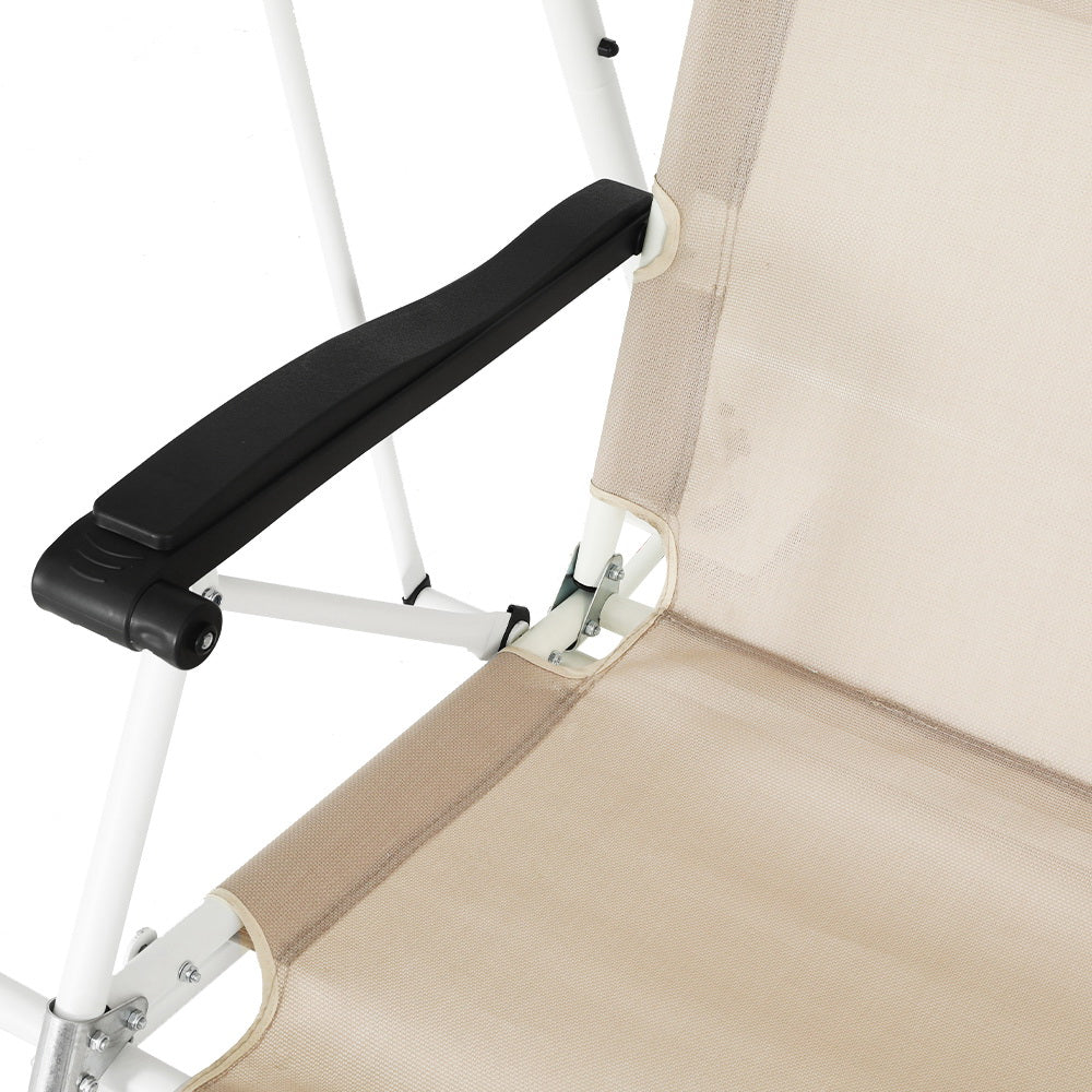 Outdoor Swing Chair 2 Seater Garden Patio Lounger with Canopy - Beige - Homecoze