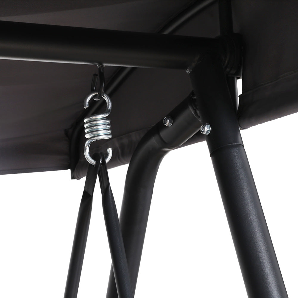 Rattan Swing Chair 3 Seat Garden Bench Lounger with Canopy - Black/Grey - Homecoze