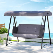 Rattan Swing Chair 3 Seat Garden Bench Lounger with Canopy - Black/Grey - Homecoze