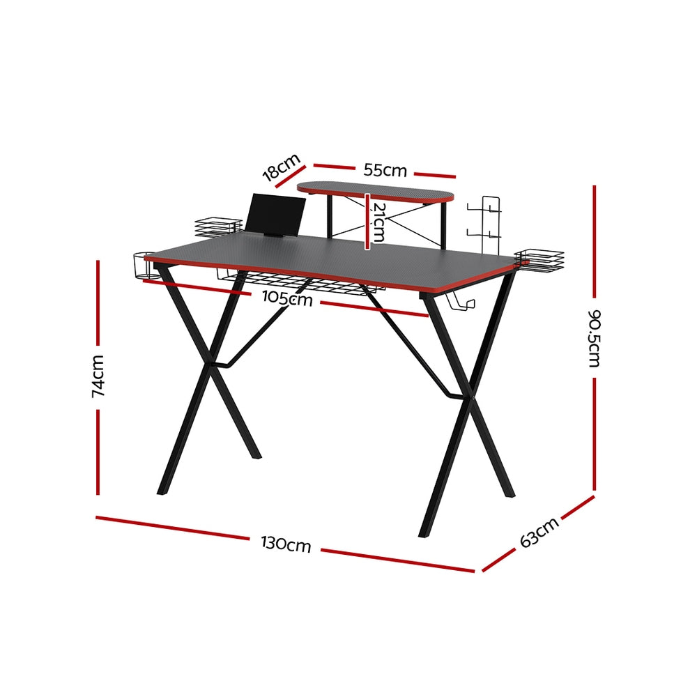 Gaming Computer Desk 105cm - Black & Red - Homecoze