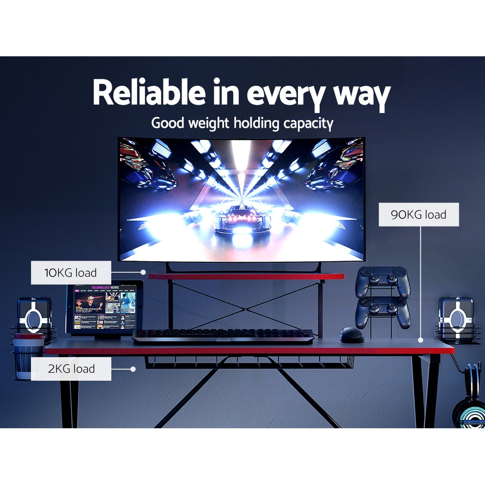 Gaming Computer Desk 105cm - Black & Red - Homecoze