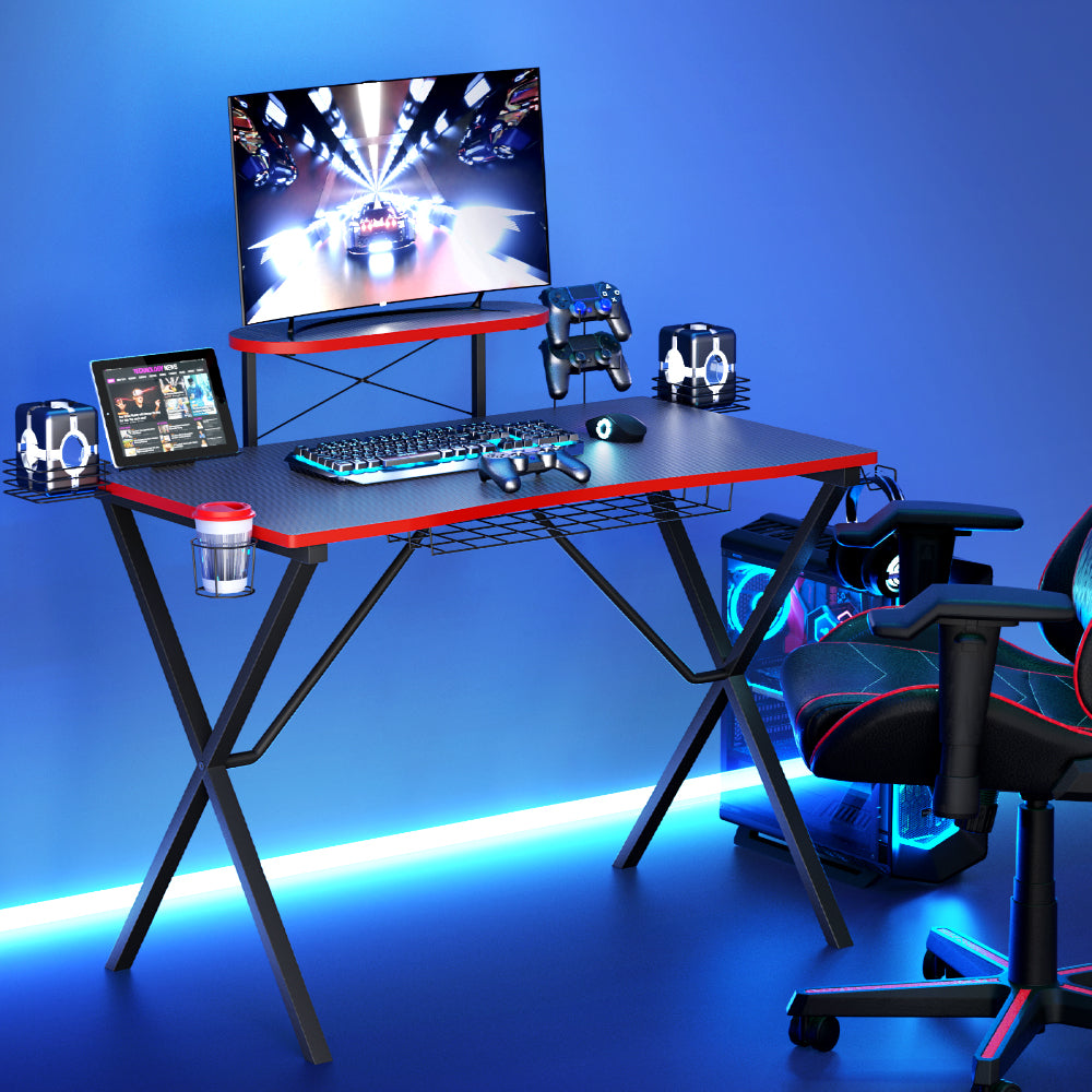 Gaming Computer Desk 105cm - Black & Red - Homecoze