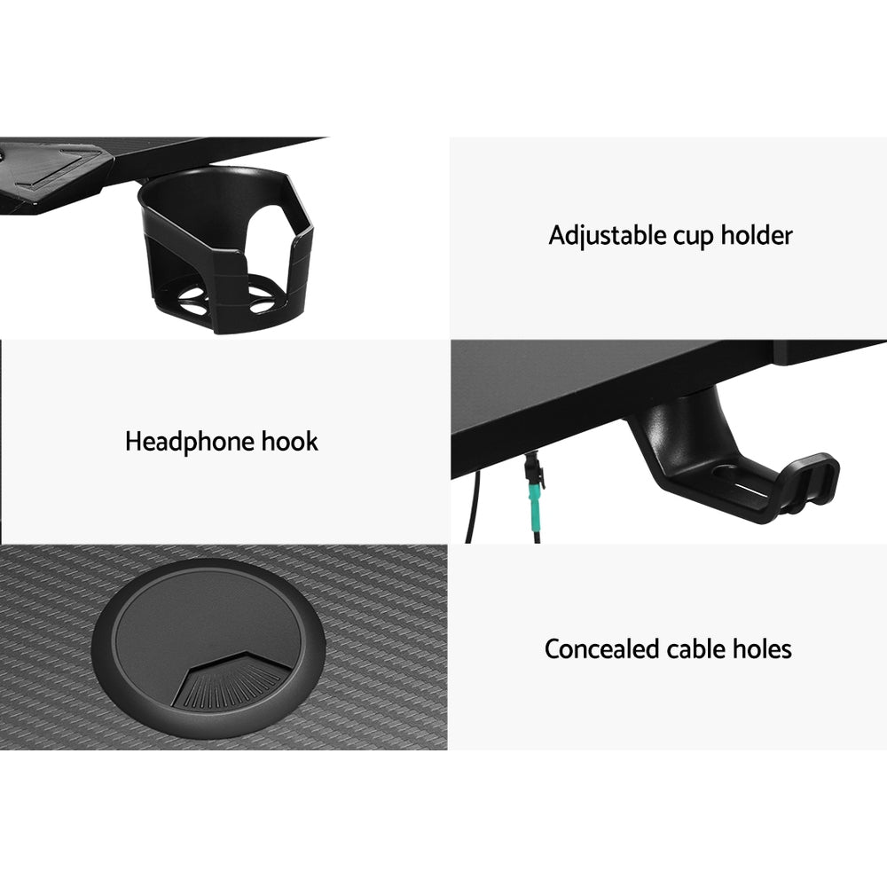 LED Steel Gaming Computer Desk 120cm - Black - Homecoze