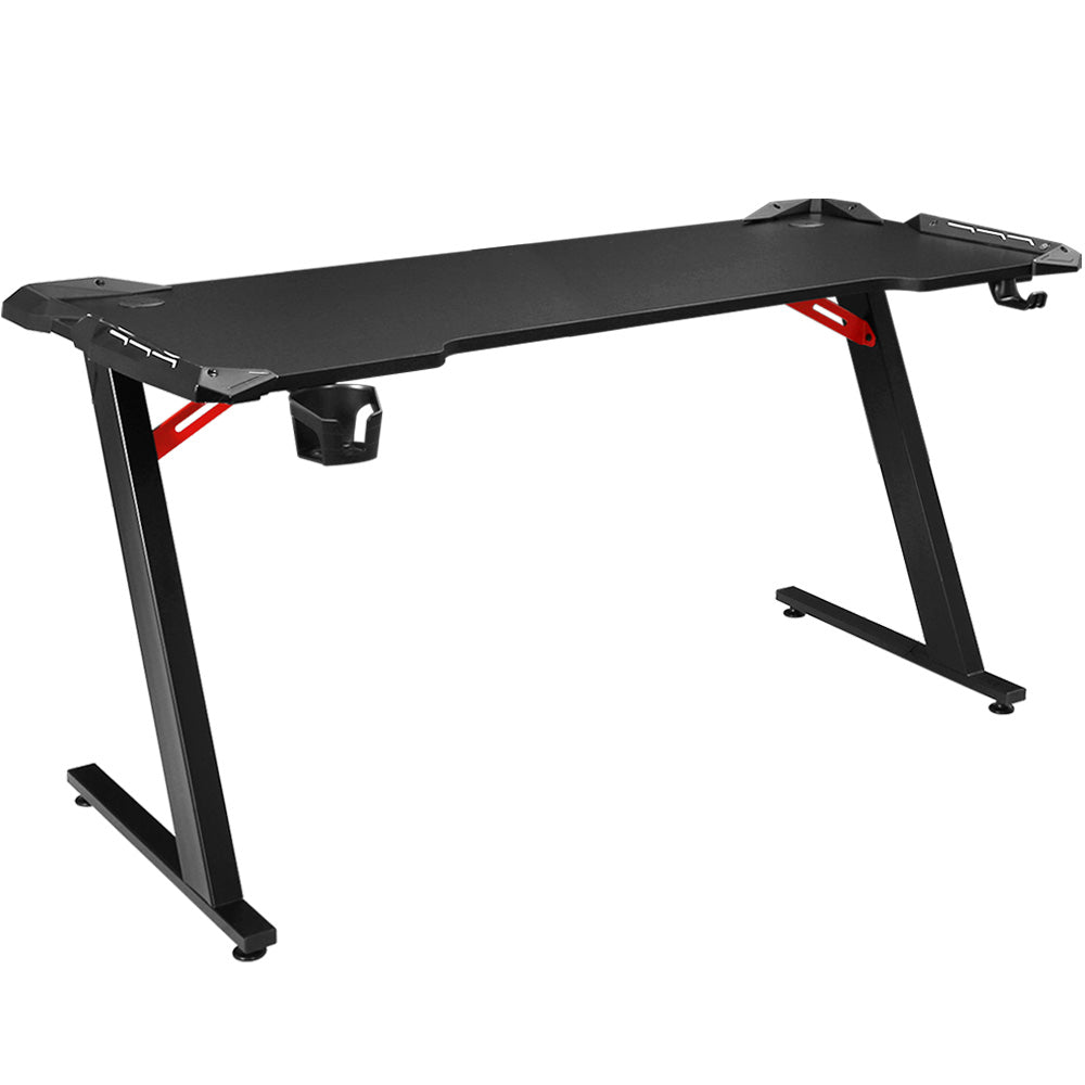 LED Steel Gaming Computer Desk 140cm - Black