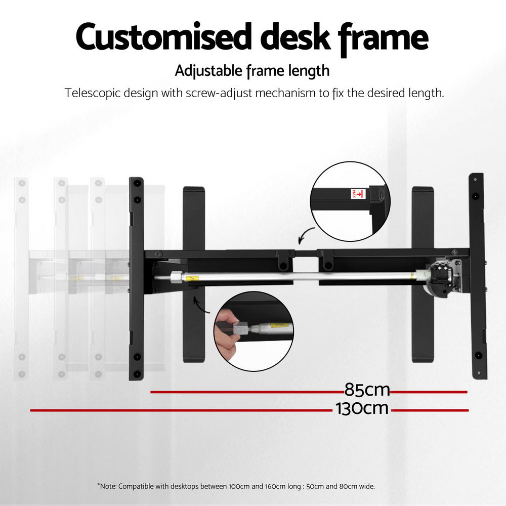 Standing Desk Frame Only Height Adjustable - Black - Homecoze