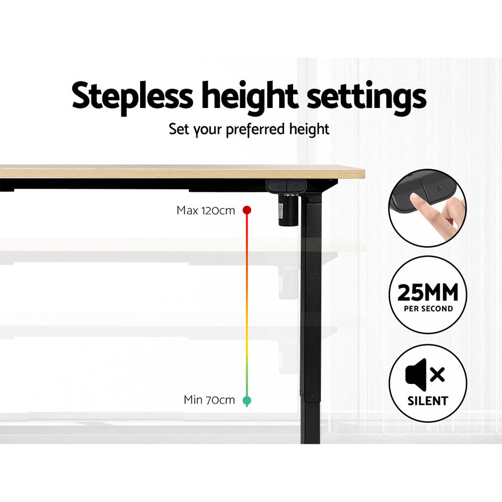 Standing Desk (Single Motor) Black & Oak 120cm - Homecoze