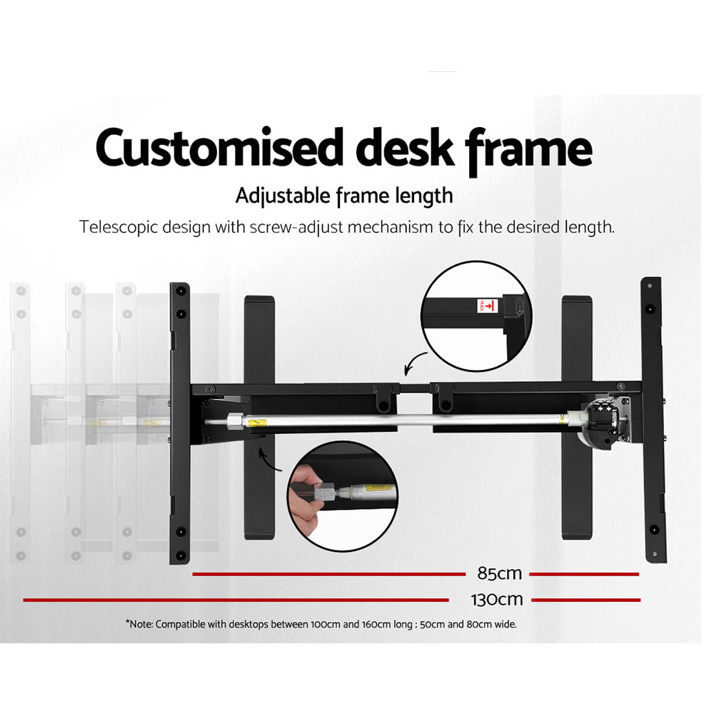 Standing Desk (Single Motor) Black & Oak 120cm - Homecoze