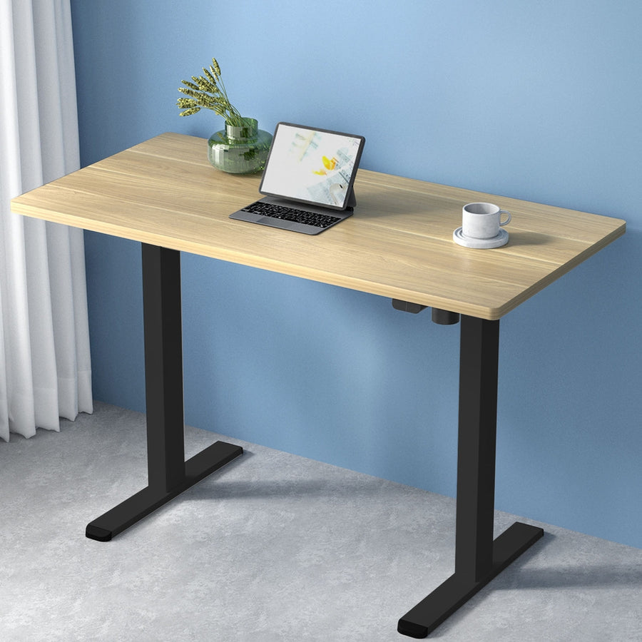 Standing Desk (Single Motor) Black & Oak 140cm - Homecoze
